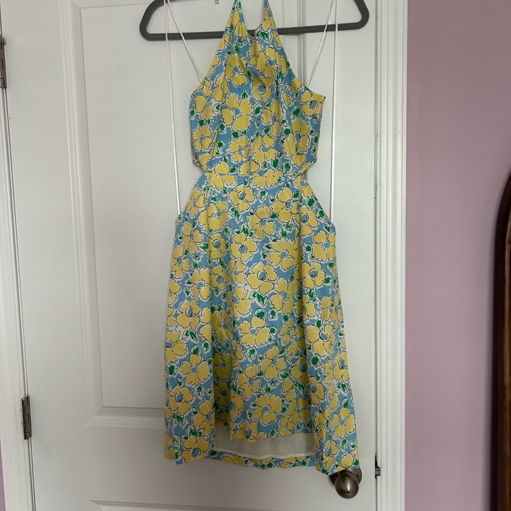 Zara Yellow and Blue Floral Backless Dress